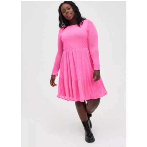 Torrid Womens Ruffle Tiered Mini Dress Mesh Pink size 2X plus - Picture 1 of 8